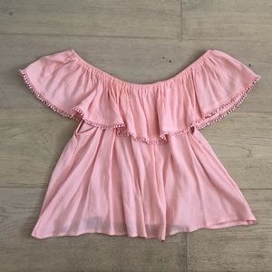 pink off the shoulder blouse